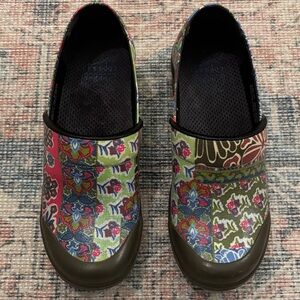 Dansko Multicolor Floral Vegan Volley Clogs Size 36